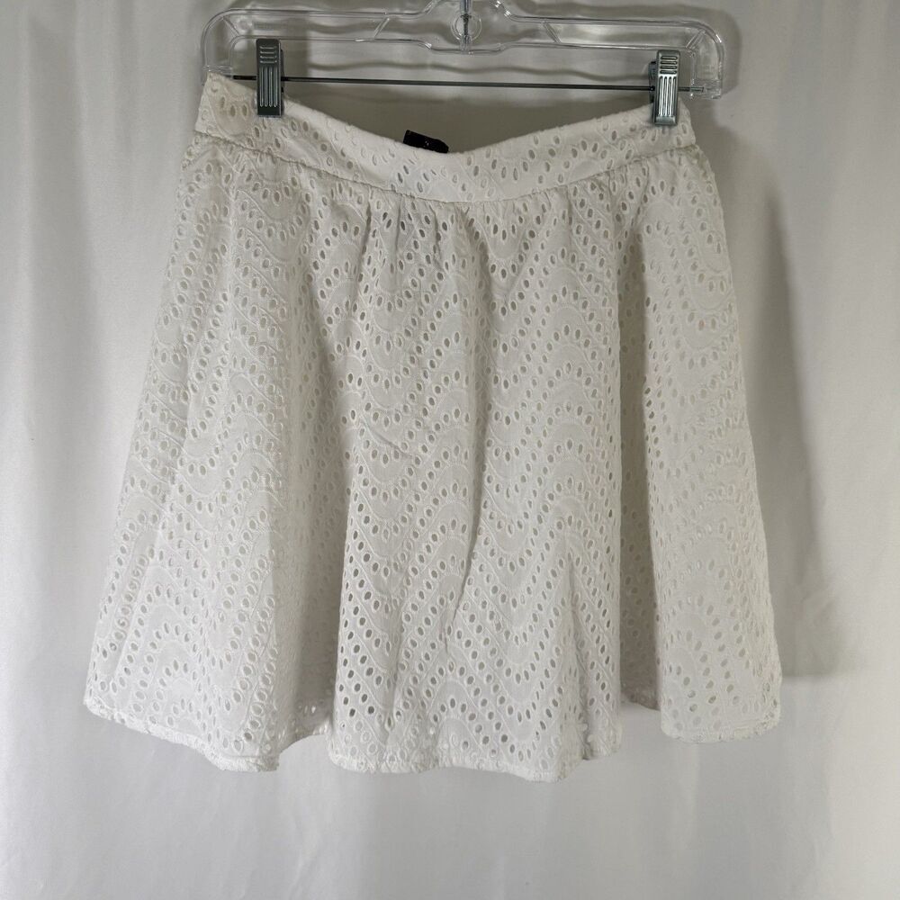 New Express Mini Skirt Women's XS Solid White Lined Elastic Waist Cotton